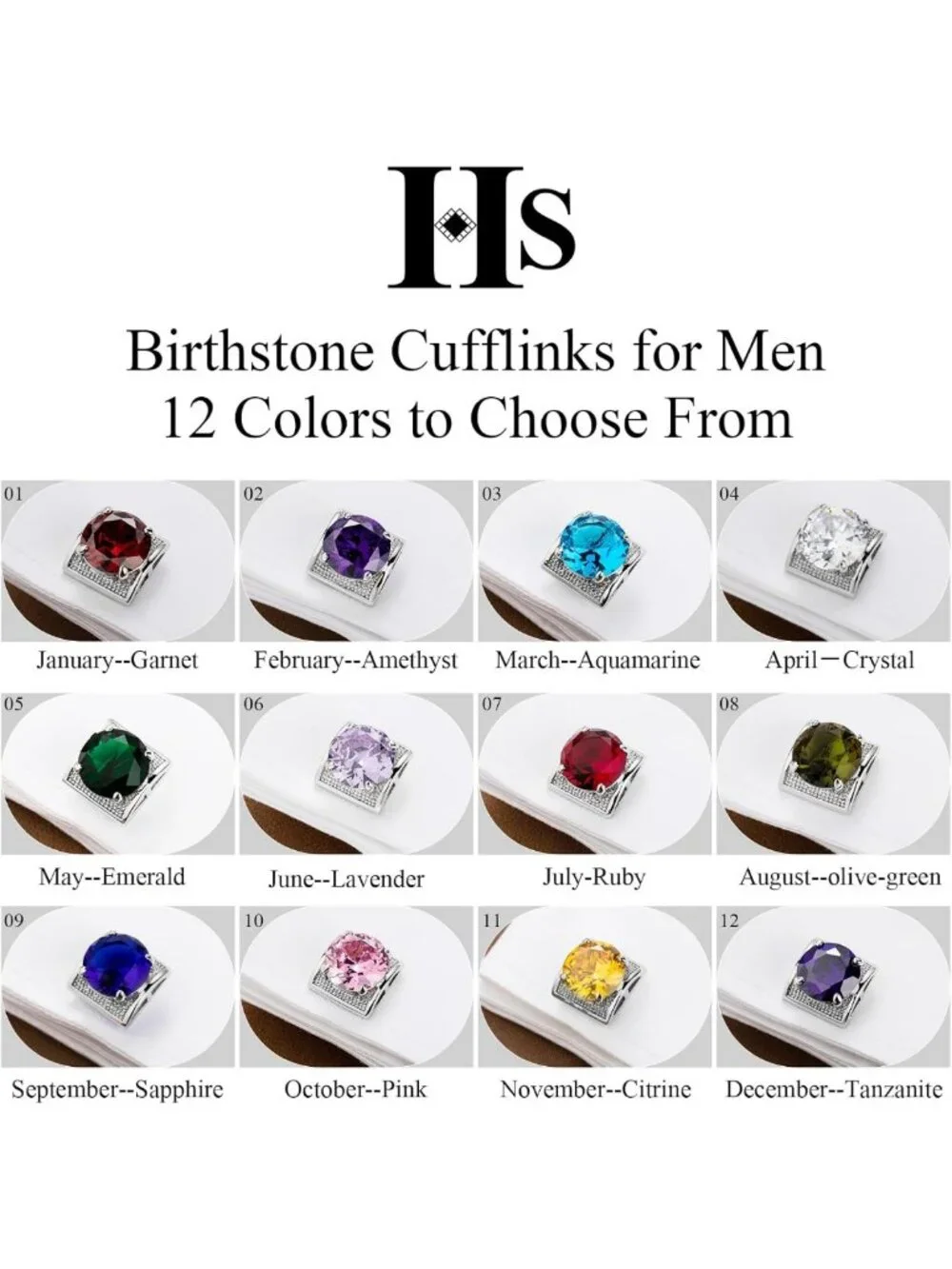 Colorful Gemstone Cuff Links for Men - Stylish Birthstone Accessories for Gifts